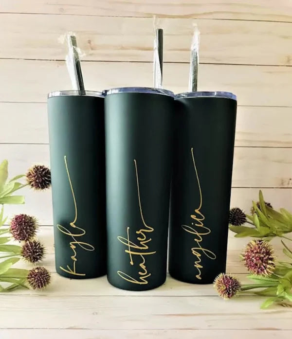 Personalized Name Tumbler, Stainless Steel Straw Cup, Bridesmaid & Gift for Wedding, Mother's Day, Birthday